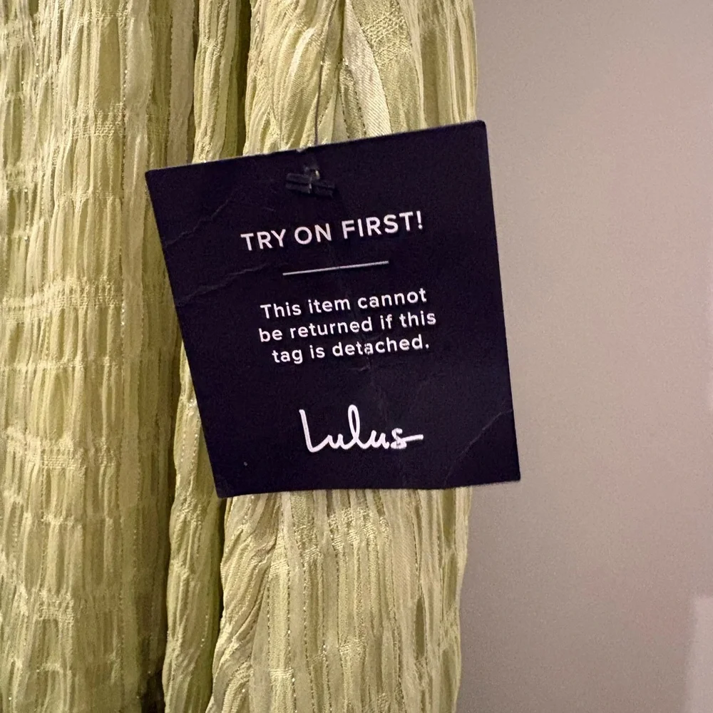 NWT Lulus Sage Green Crinkle Midi Dress - Picture 5 of 6